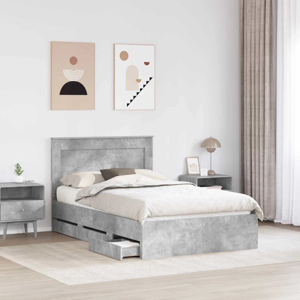 Struttura del letto con cassetto Grigio cemento 120 x 190 cm 3410189