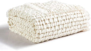 Tappeto Wafel Plaid - 127 cm x 152 cm - Ivoirino - Comodo e Soffice - Ideale per Soggiorno e Letto - Perfetto per Viaggi