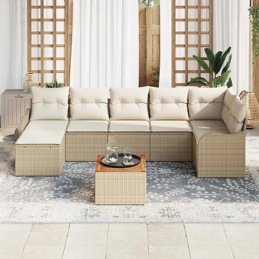 Set Divano da Giardino 8 pcs Beige e Crema polyrattan 3356153