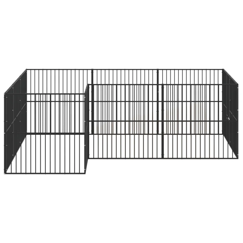 Box per Cani 12 Pannelli Nero Acciaio Zincato CFW6589690