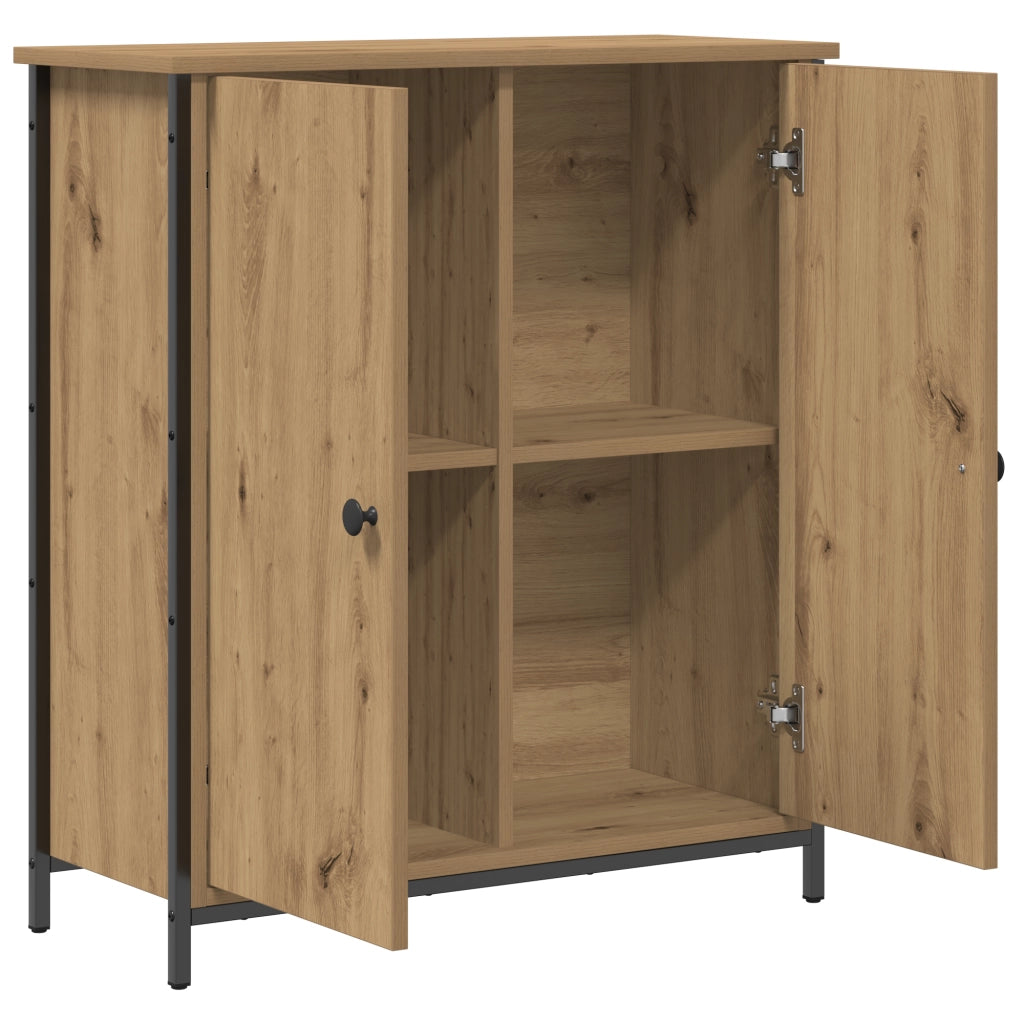 Credenza in Rovere Artigianale 70x30x80 cm Legno ingegnerizzato e Acciaio