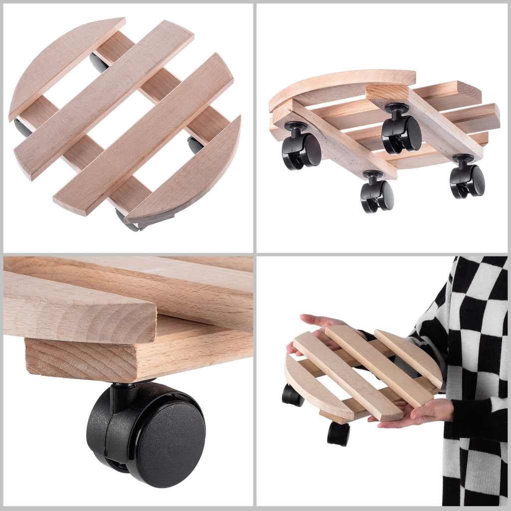 Supporto per vaso da fiori KADAX, piattaforma rotonda in legno, 30 cm