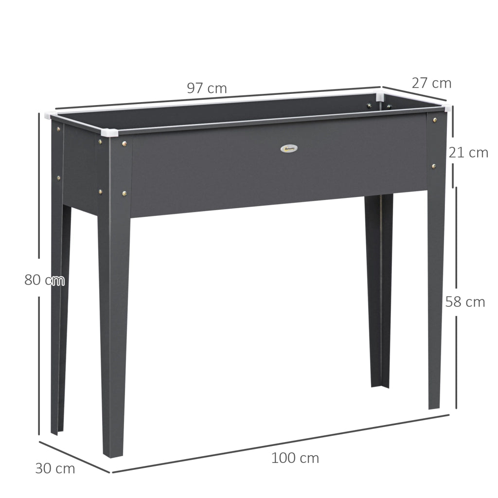 Vaso Giardino Quadrato con Fori Drenaggio ¨C zephmum ¨C Grigio Acciaio Galvanizzato 100x30x80 cm