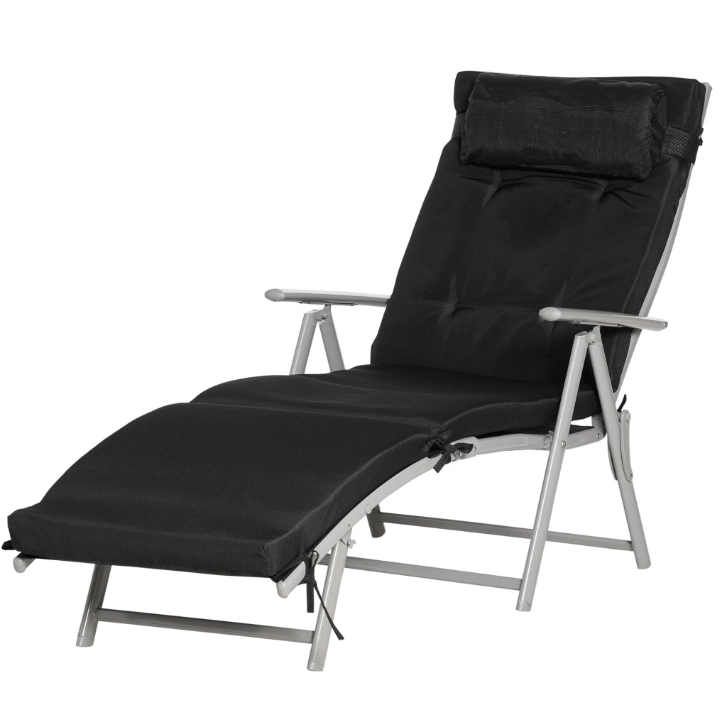 Chaise Longue Pieghevole con Materasso ¨C zephmum ¨C 7 Posizioni Nero Tessilene Poliestere