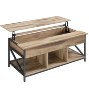 Tavolino da caffè/tavolo da soggiorno con piano sollevabile 60 x 120 x 62 cm con vano portaoggetti aperto e scomparto nascosto marrone 12_0007477
