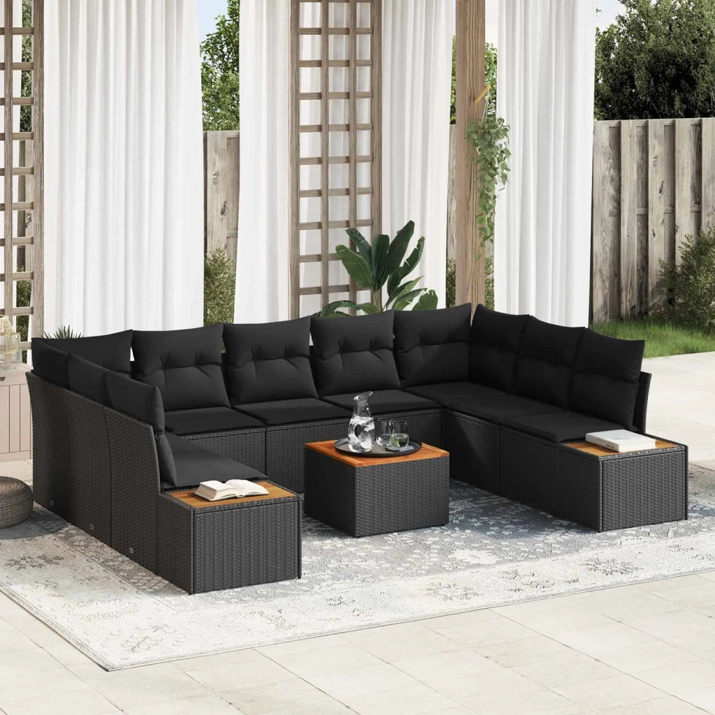 Set Divano da Giardino con cuscino 5 pcs Nero Polyrattan 3356838