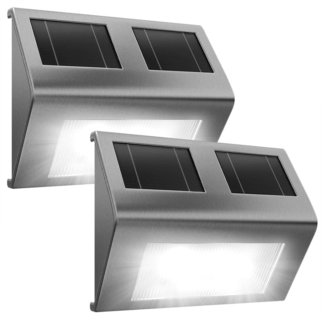 2x Lampada da Parete a LED a Energia Solare con Sensore Crepuscolare da Giardino Impermeabile Esterno Vialetto