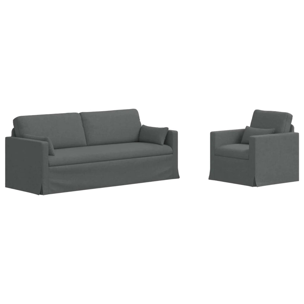 Set di divani 2 pcs Grigio scuro 198 x 78 x 80 cm Tessuto