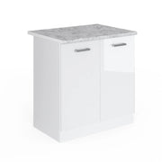 Mobile lavello cucina R-Line Bianco lucido/Bianco 80 cm, PL Marmo Vicco