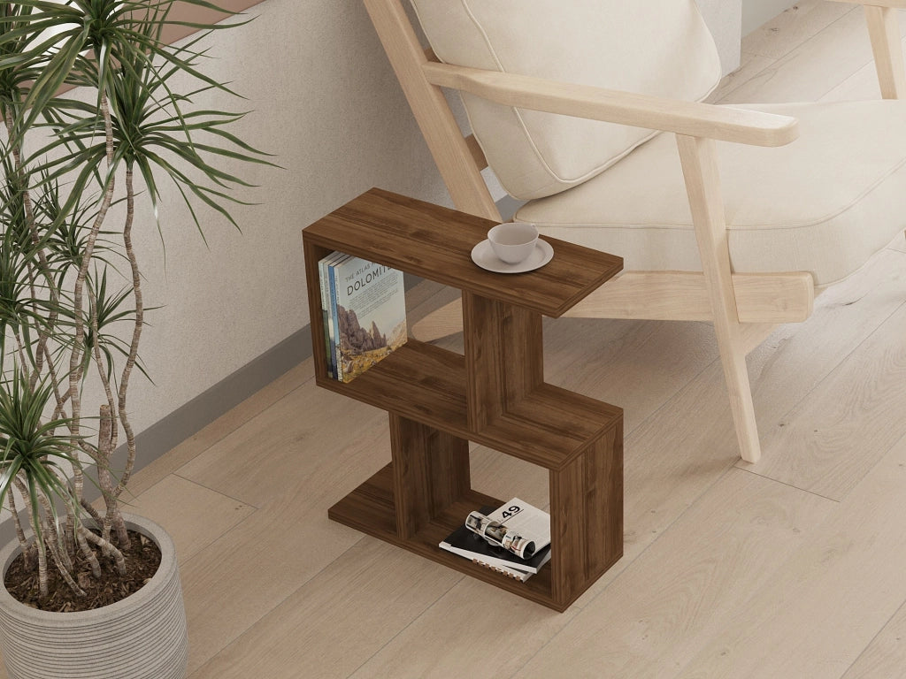 Flero, Tavolino da Salotto 2 Vani, 45x17x51h cm Marrone Noce