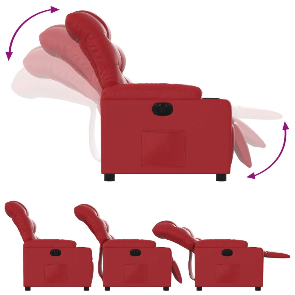 Divano Sedia-Poltrona Reclinabile Elettrica Rossa in Similpelle 536598