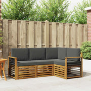Set divani 4 pcs Naturale e Antracite Legno di Acacia Massello