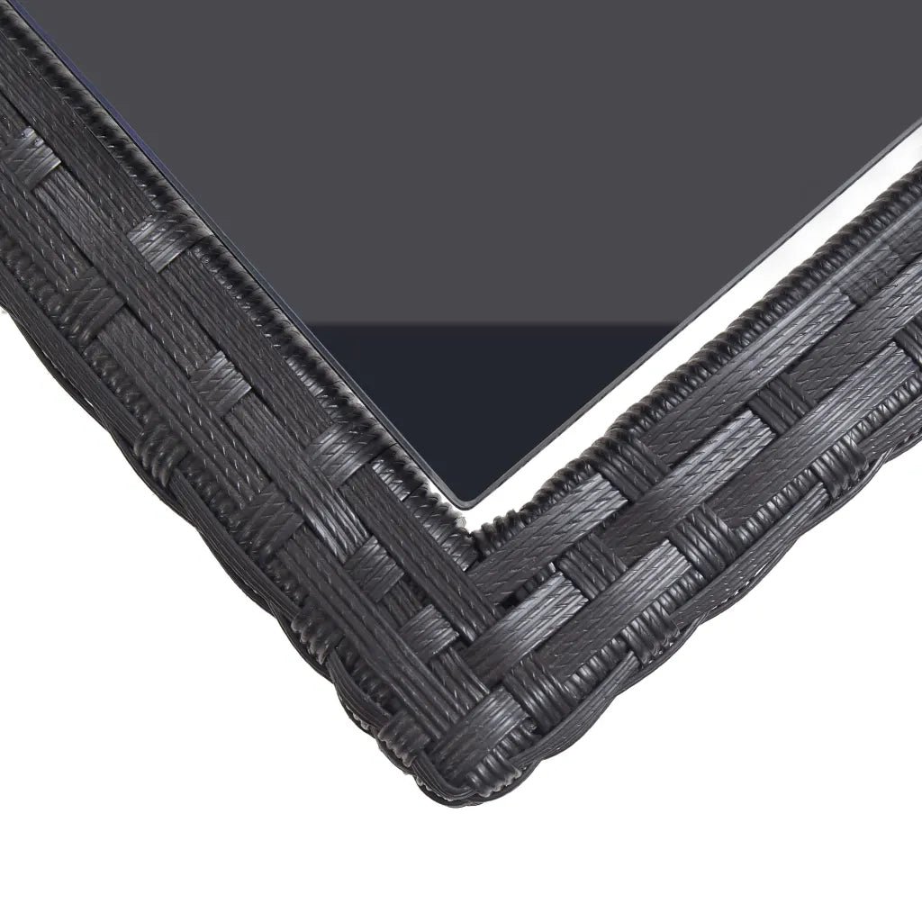 Tavolo da Giardino | Tavolino da esterno Nero 110x53x72 cm in Vetro e Polyrattan