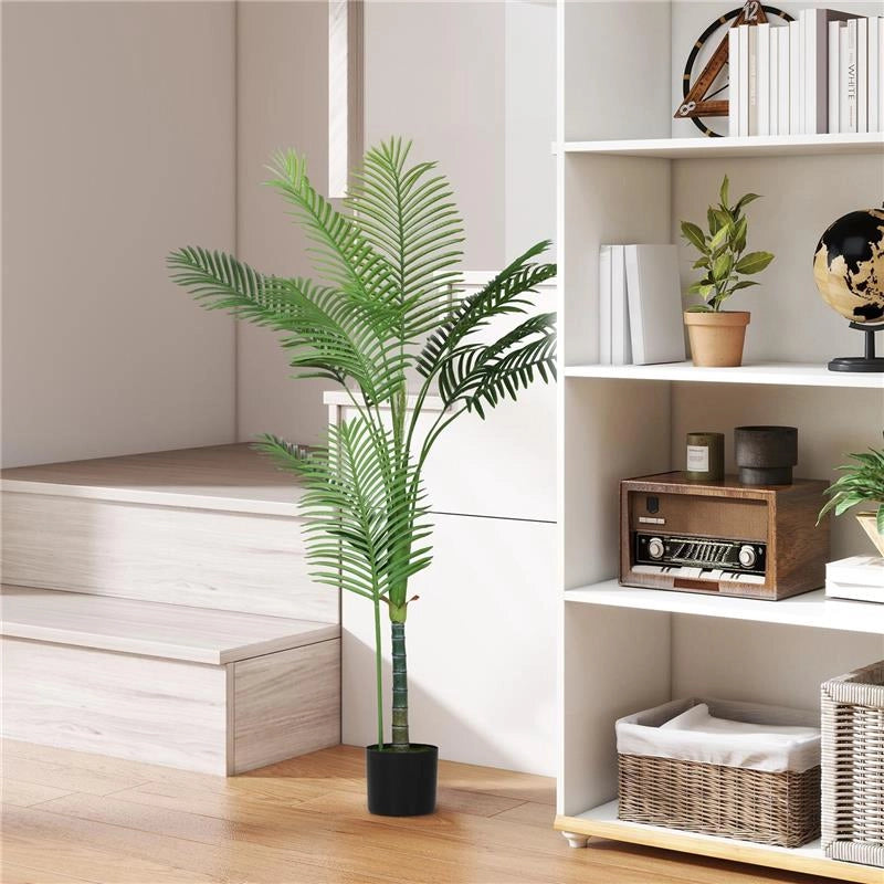 PIANTA FINTA PALMA ARECA ALTA 150 CM PER INTERNI CON VASO, DECORAZIONE PER CASA E UFFICIO, VERDE