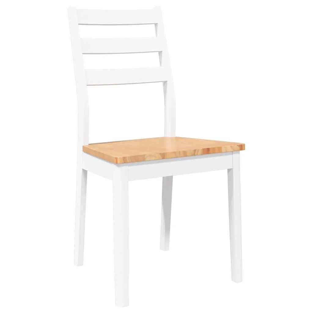 Sedie da Pranzo 2 pz Bianche in Legno Massello di Hevea 4102520