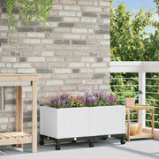 Vaso da Giardino con Ruote Bianco 80 x 40 x 48 cm PP 3422963