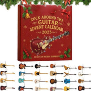 Calendario di Natale per Chitarristi, Calendario di Avvento per Chitarristi, con 24 mini chitarre raccolgibili - ogni una un omaggio alla storia musicale di un musicista