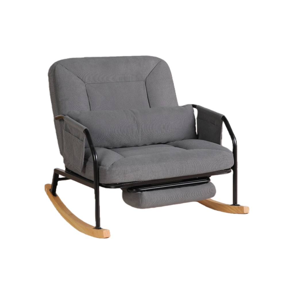 POLTRONA A DONDOLO Reclinabile 82x62x20 cm in Corduroy Grigio