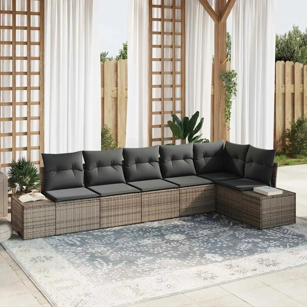 Set Divano da Giardino 6 pcs Grigio polyrattan 3355748