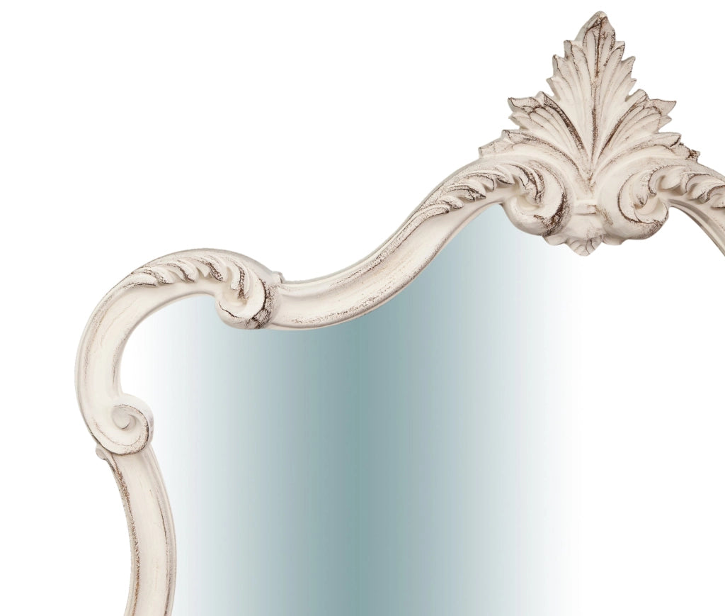 Biscottini Specchiera da parete in legno finitura bianco anticato L81XPR4XH69 cm Made in Italy