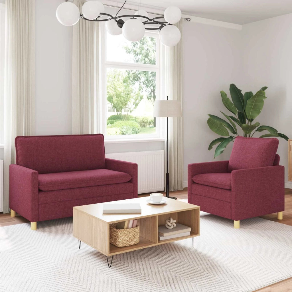 Set di divani 2 pz Rosso Vino Tessuto 3417020