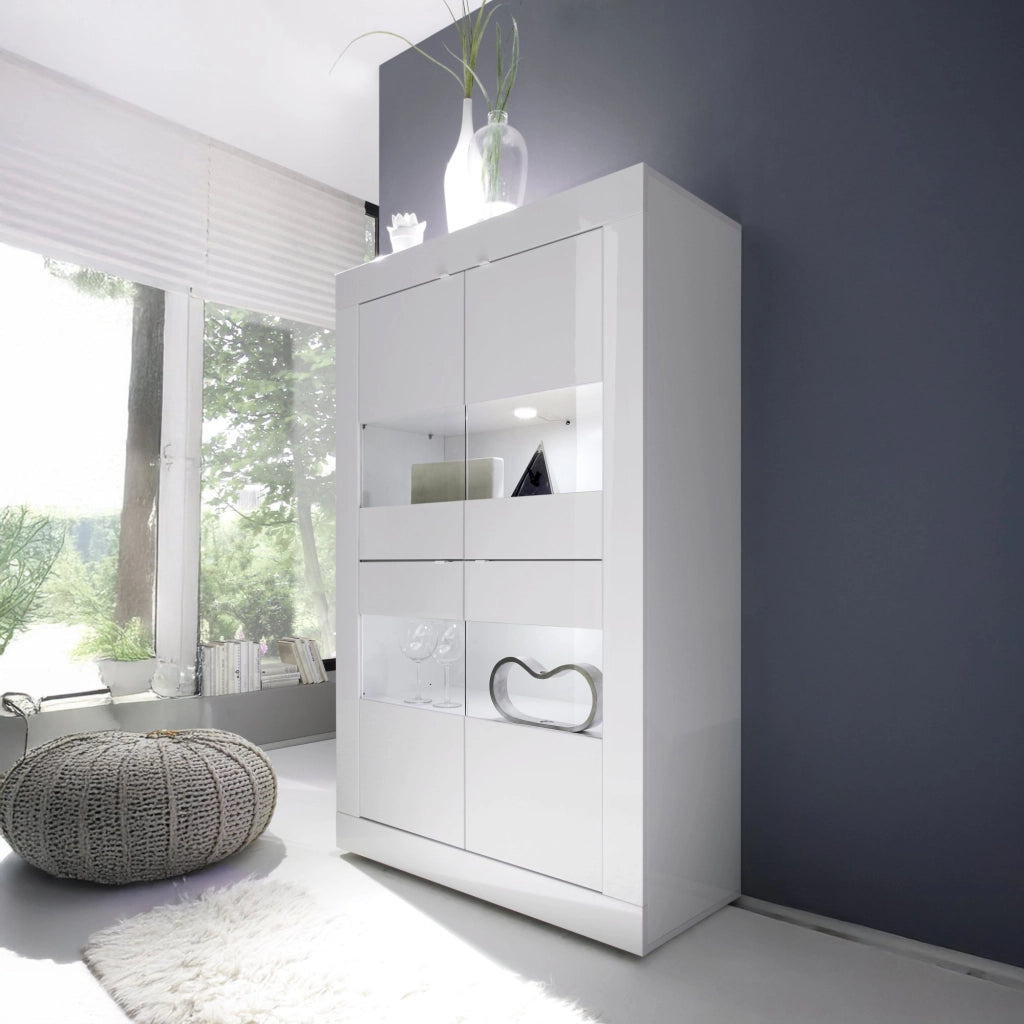 Mobile Espositore Suzzara, Vetrina 3 Ripiani, 101.4x42x161.2h cm Bianco Lucido