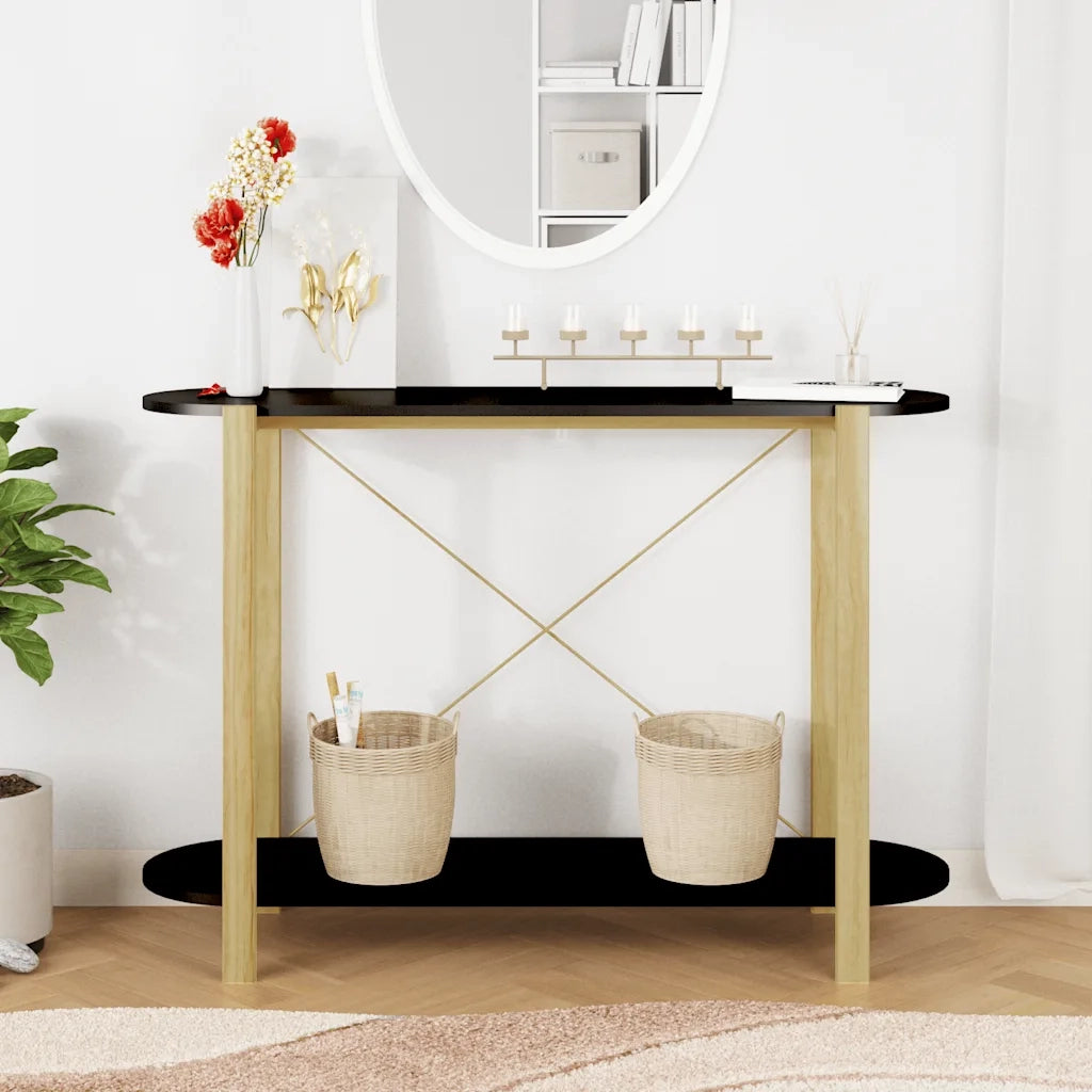 Tavolino Consolle | Tavolo d'Ingresso Nero 110x38x75 cm in Legno Multistrato