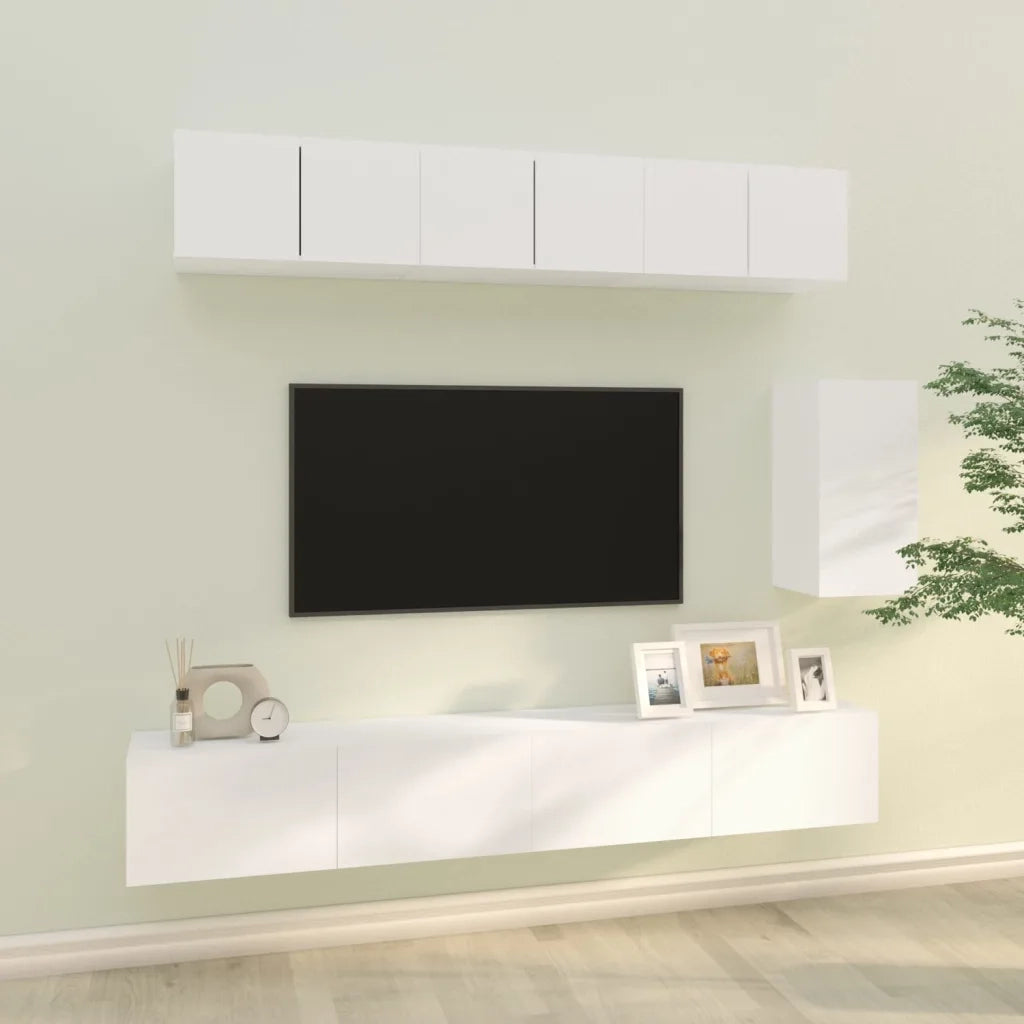 Set di Mobili Porta TV 6 pz Bianco in Legno Multistrato 3114614