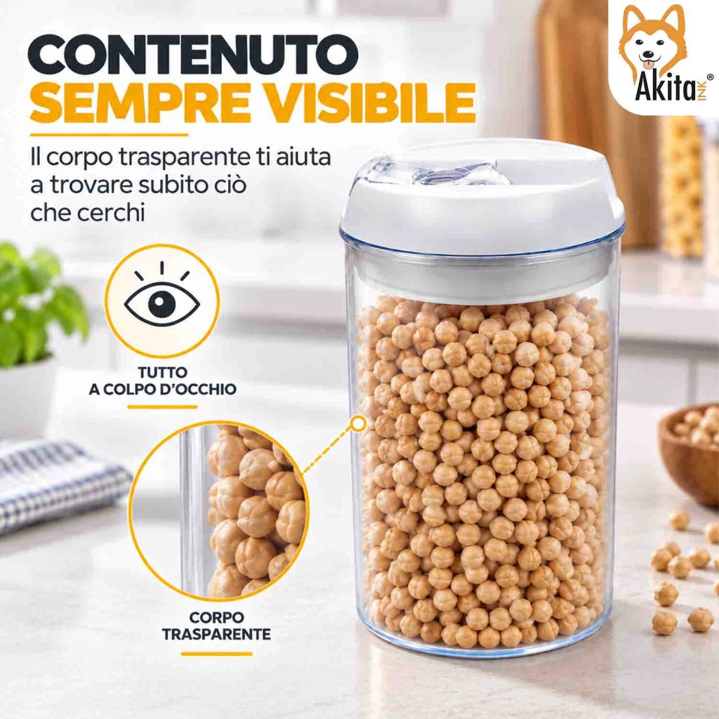 Akitaink Set 2 Contenitori Ermetici Rotondi 2 L in Plastica
