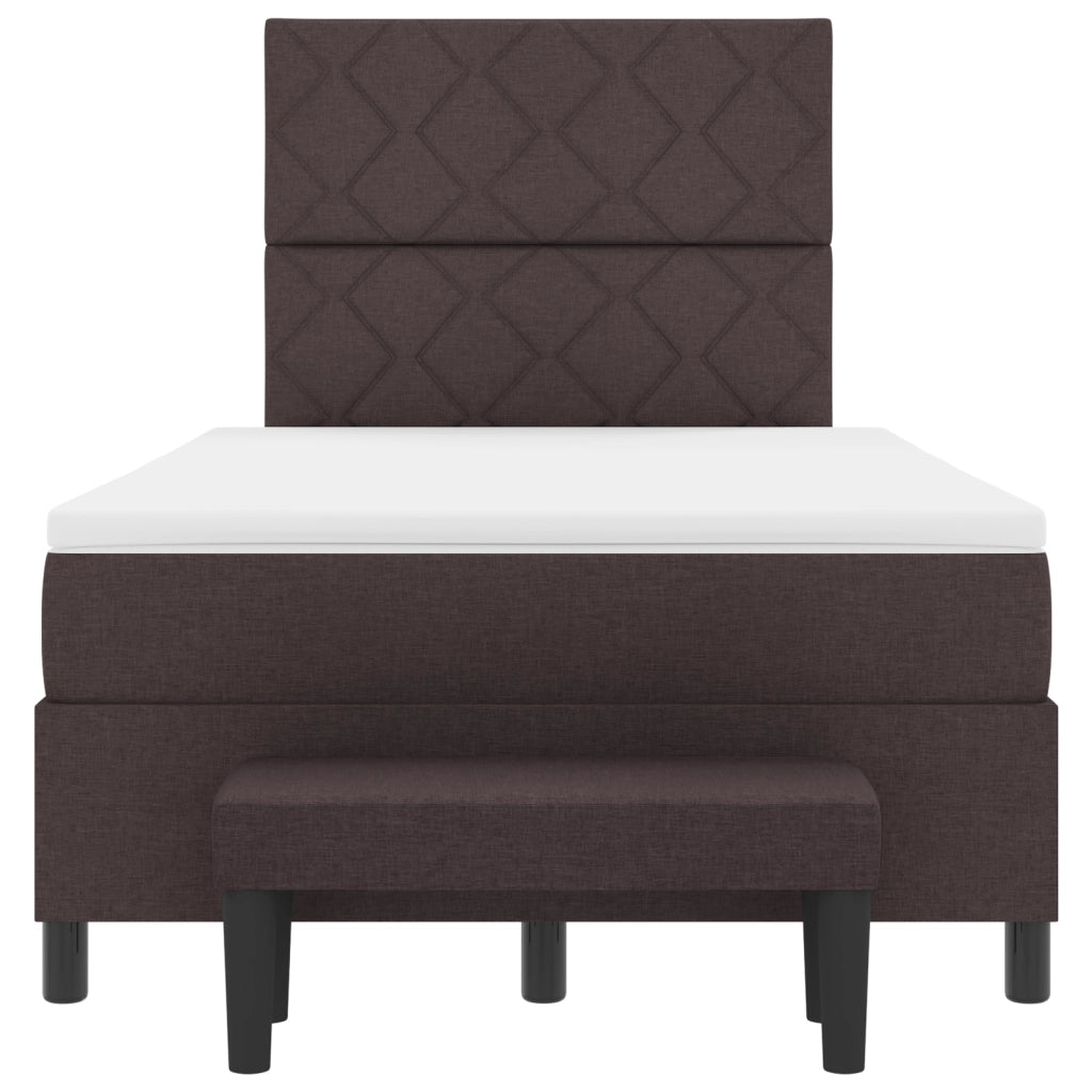 Letto con Box Spring con Materasso & Panchina Marrone Scuro 120x200 cm Tessuto