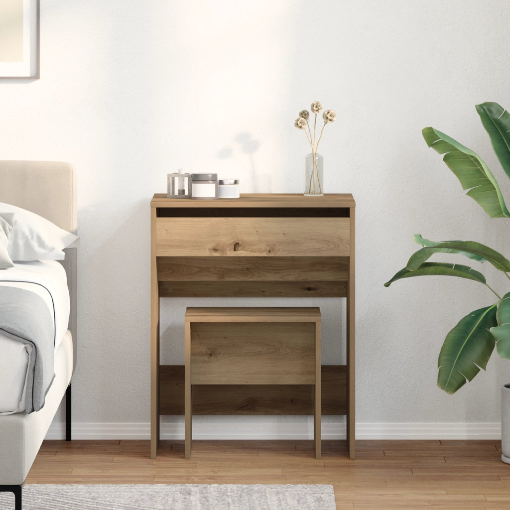 Toeletta con Specchio in Legno Ingegnerizzato Rovere Artigianale