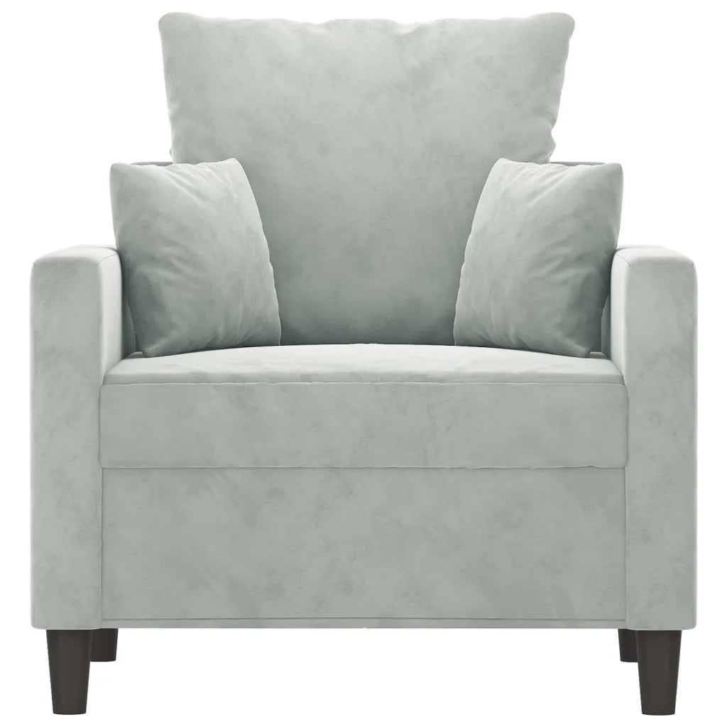 Poltrona-Divano Sedia Grigio Chiaro 60 cm Velluto 490837