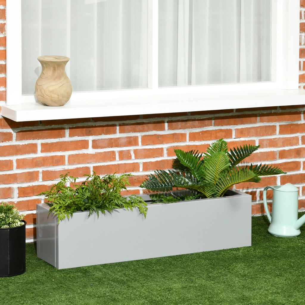 Vaso da Giardino in Acciaio ¨C Zephmum ¨C Grigio 91x22x22