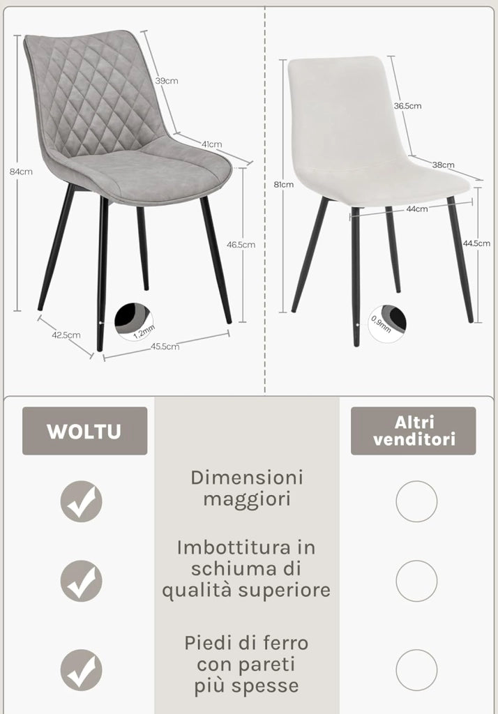 set di 4 sedie sala da pranzo sedie cucina moderne sedie imbottite Adatte per Sala Pranzo, Soggiorno, Camera da Letto Estetica in Ecopelle Grigio Metallo BH210gr-4