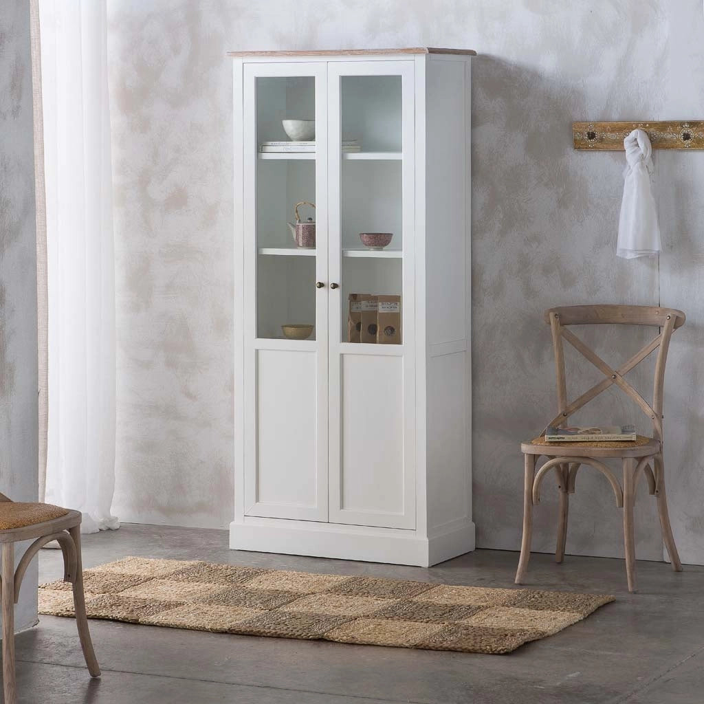 Vetrina in legno bianco 81x40x180h