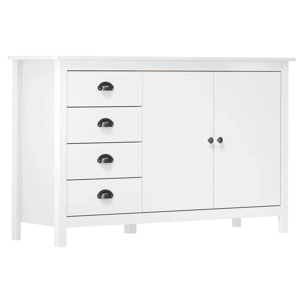 Buffet credenza cassettiera armadio mobile contenitore organizer per cucina soggiorno salotto Hill 130 x 40 x 80 cm legno massello di pino bianco 02_0035666