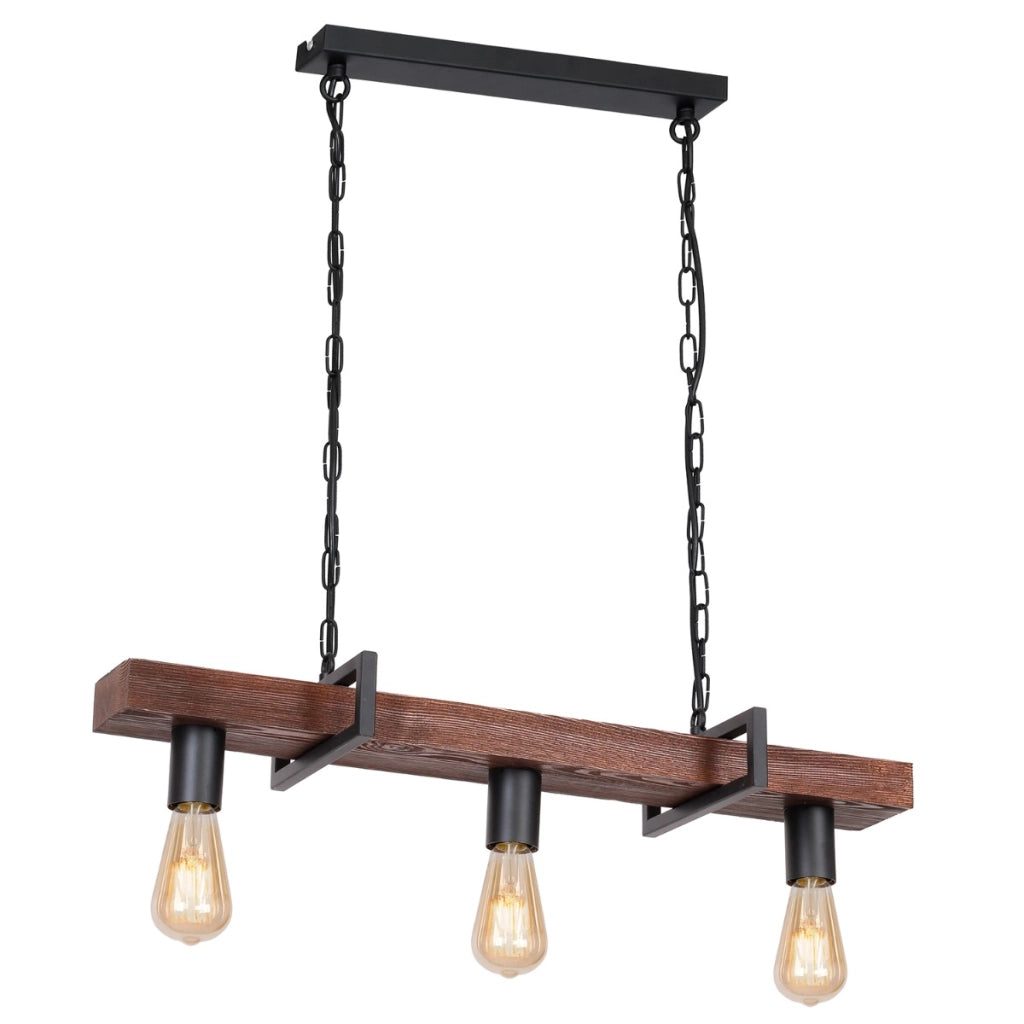 Lampada sospesa loft nero legno 74cm 3xE27 Luminex
