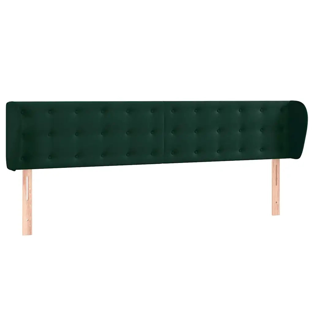 Testiera ad Orecchio-Testata con Orecchie Verde Scuro 163x23x78/88 cm in Velluto 664161