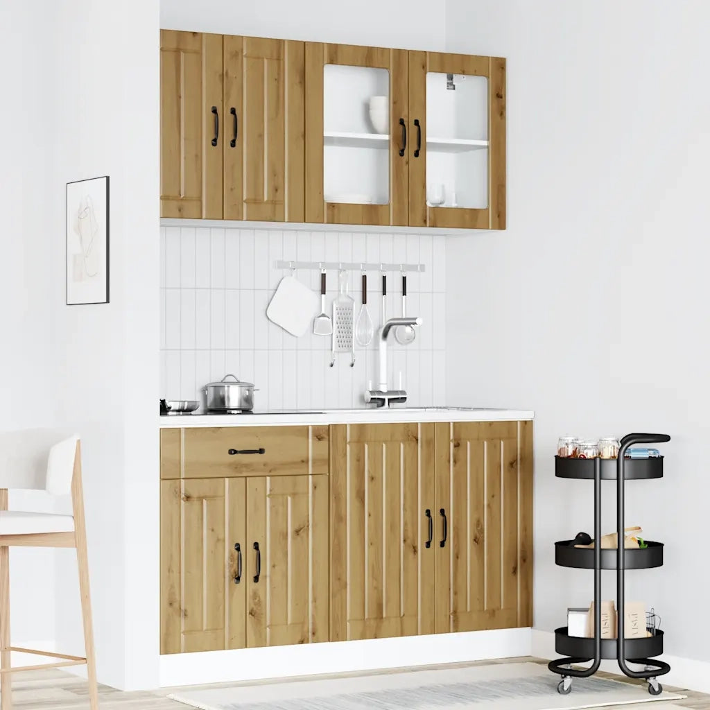 Set Mobili da Cucina 4 pz Kalmar Rovere Artigianale Truciolato