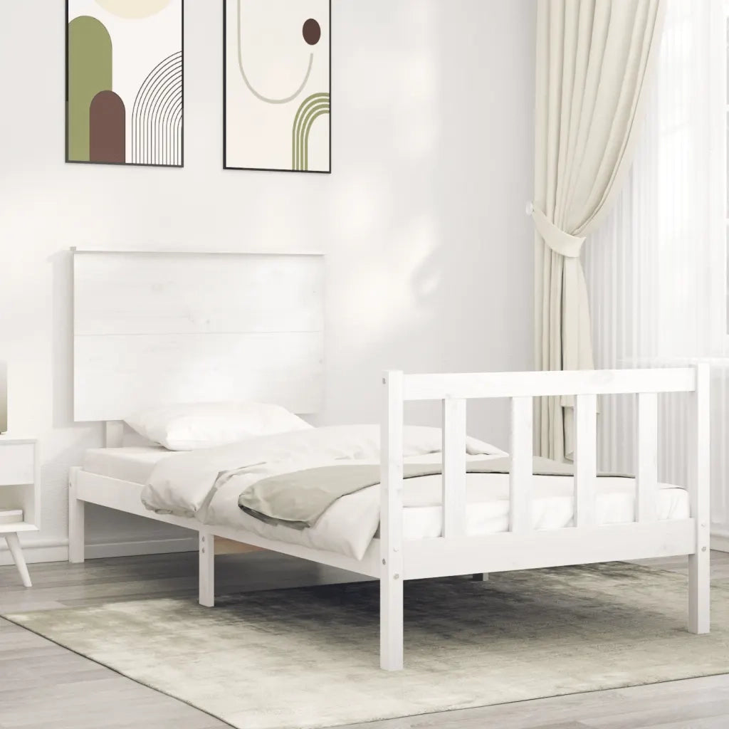 Giroletto senza Materasso-Struttura Letto Bianco 100x200 cm Legno Massello Pino 111726