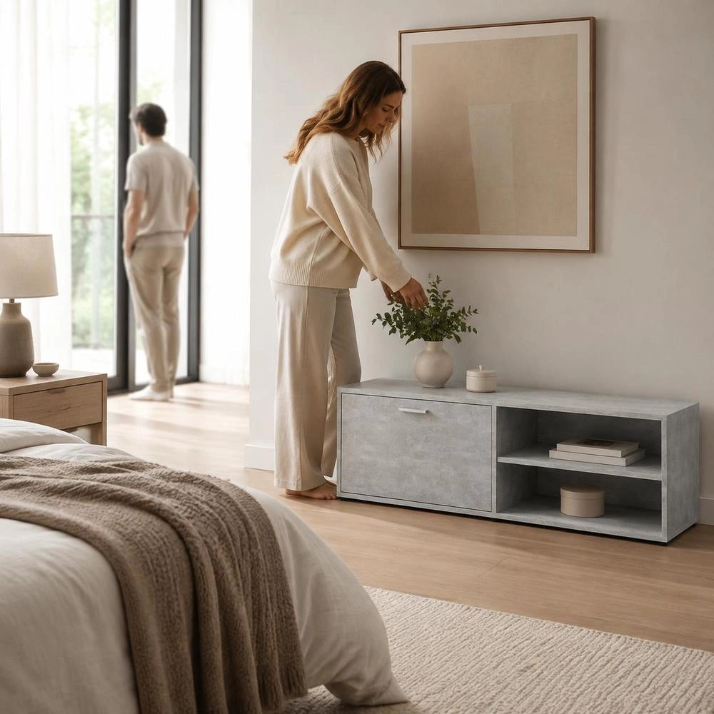 TV Cabinet Concrete Grey 120x34x37 Cm Wood-based Material