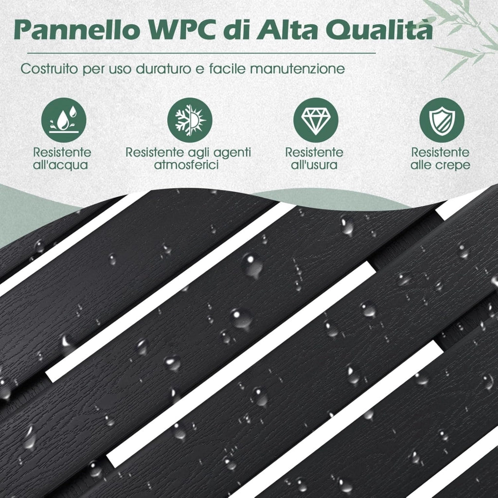 Pedana Doccia in WPC Antiscivolo 100 x 60 cm, Pedana da Bagno Finitura Effetto Legno, Tappetino da Doccia Rettangolare per Vasca e Piscina, da Interno ed Esterno, Nero