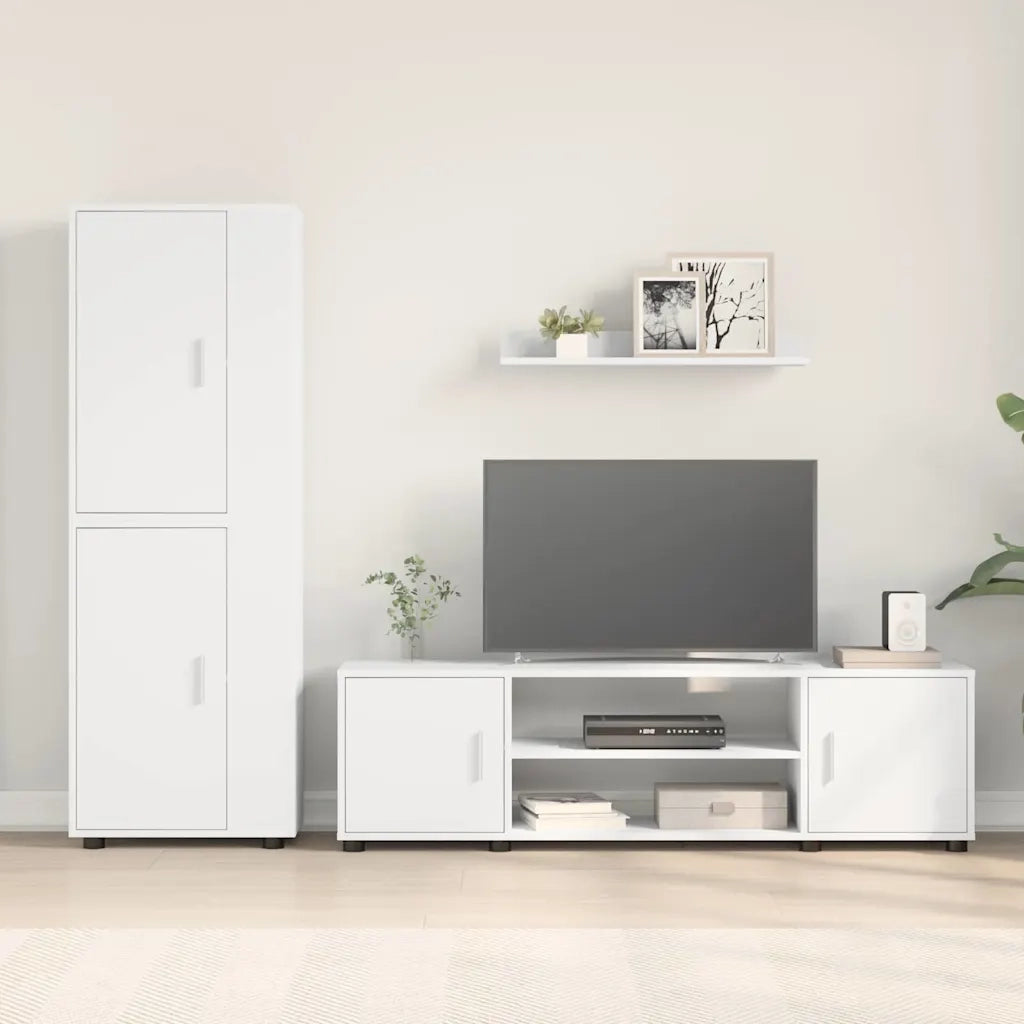 vidaXL Set di mobile TV da 4 pezzi 4 pcs Bianco Legno multistrato