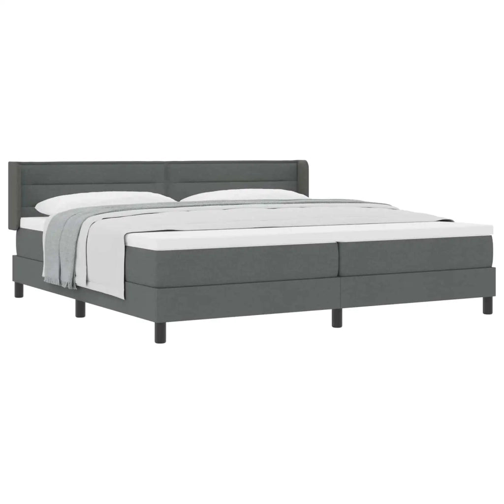 Letto a molle con testiera Grigio scuro 200 x 200 cm Tessuto 3341063