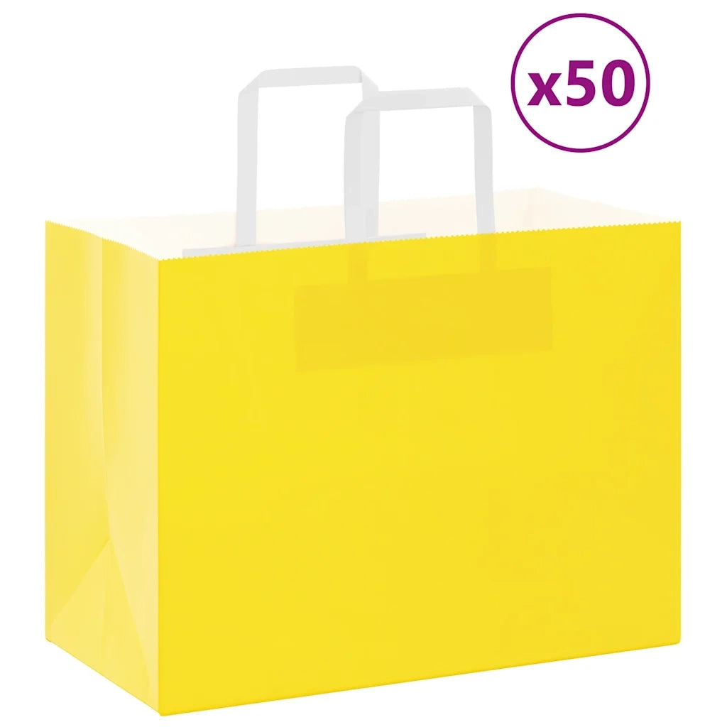 Sacchetti di Carta 50 pz con Manici Gialli 32x17x25 cm