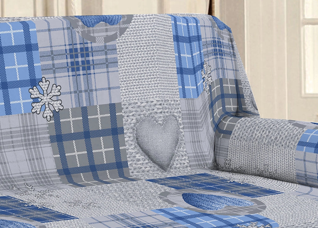 Telo Arredo Linea Pensieri Delicati In 100% Cotone Disegno Love Mountain - Matrimoniale - Blu