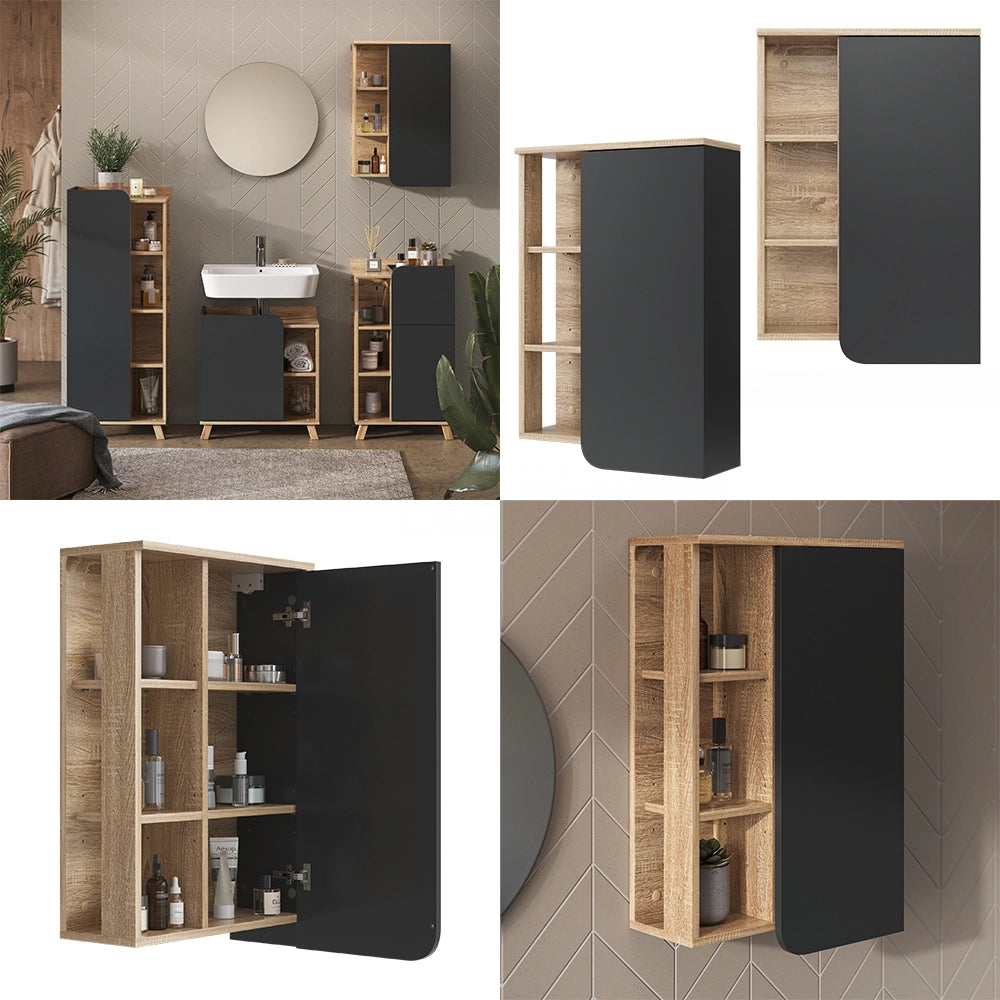 Vicco Mobile bagno Antracite 50 x 75 cm con porta e vani aperti