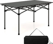 Tavolo da campeggio pieghevole, tavolo da giardino con piatto di tavolo ripiegabile, tavolo da picnic con piatto di tavolo in alluminio per 4 persone, comprensivo di borsa portatile, 95 x 55 x 50 cm, nero