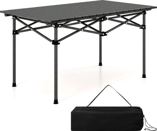 Tavolo da campeggio pieghevole, tavolo da giardino con piatto di tavolo ripiegabile, tavolo da picnic con piatto di tavolo in alluminio per 4 persone, comprensivo di borsa portatile, 95 x 55 x 50 cm, nero