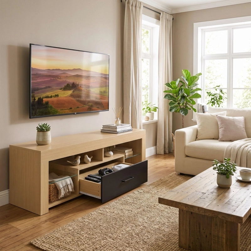 MOBILE TV per TV fino a 65 pollici 140x40 cm Rovere e nero